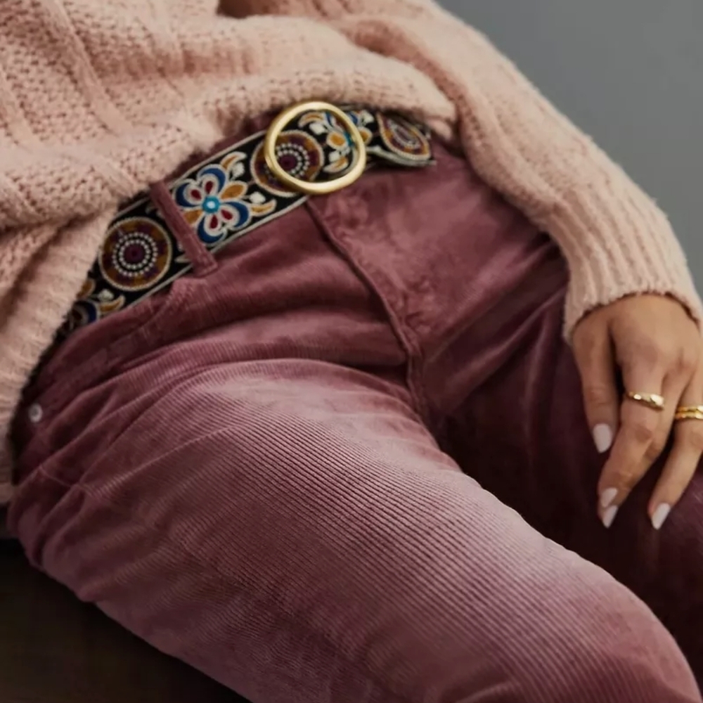 Pilcro Corduroy Cropped Pants in Mauve